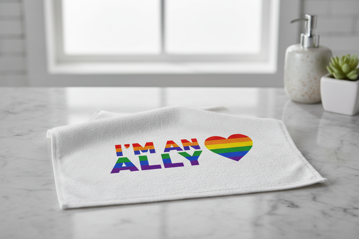 I'm an Ally hand towel mockup