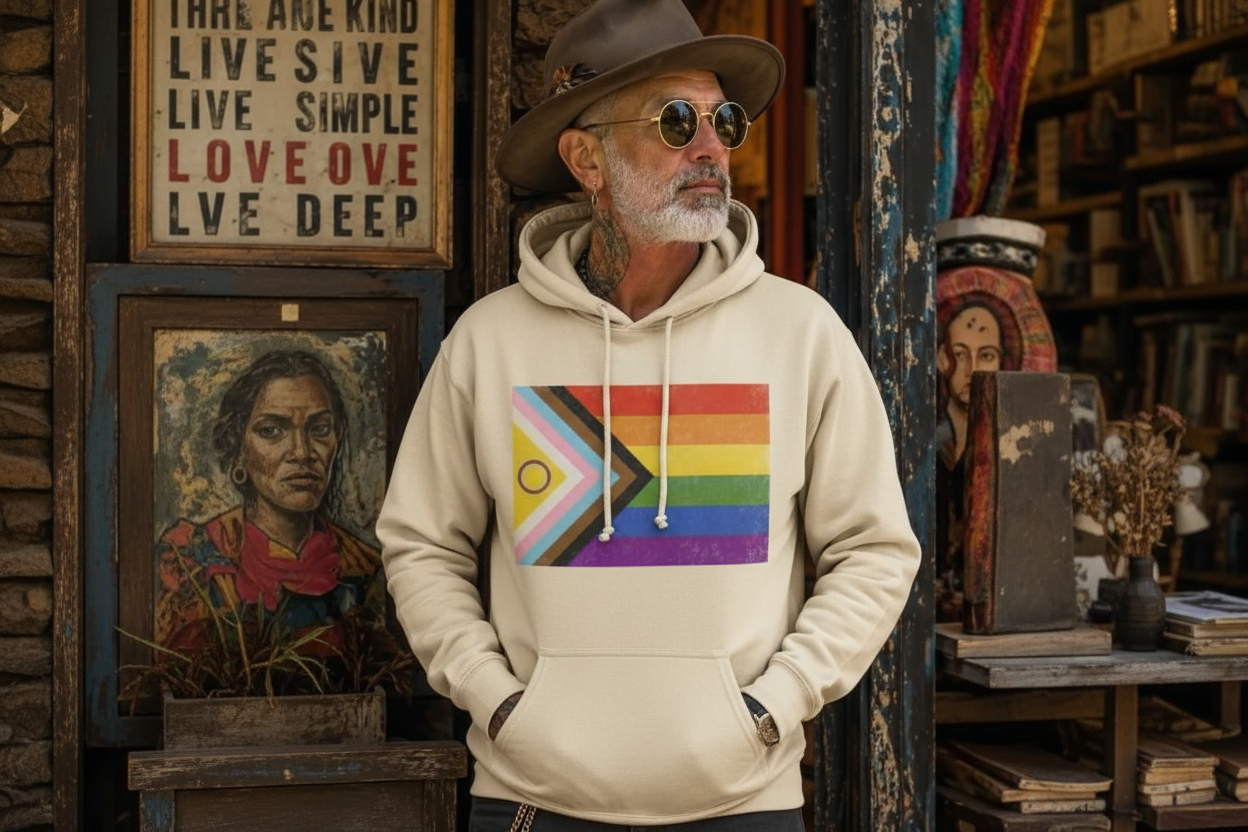 LGBTQIA Flag hoodie mockup